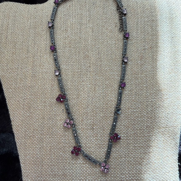 2 Elegant Multi-Strand Necklace with Purples & Pink Silver Beads - Picture 2 of 6